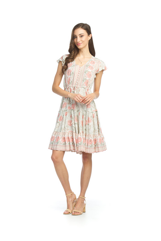 SAGE Boho ShortSleeve Dress w Lace Inset & Pockets