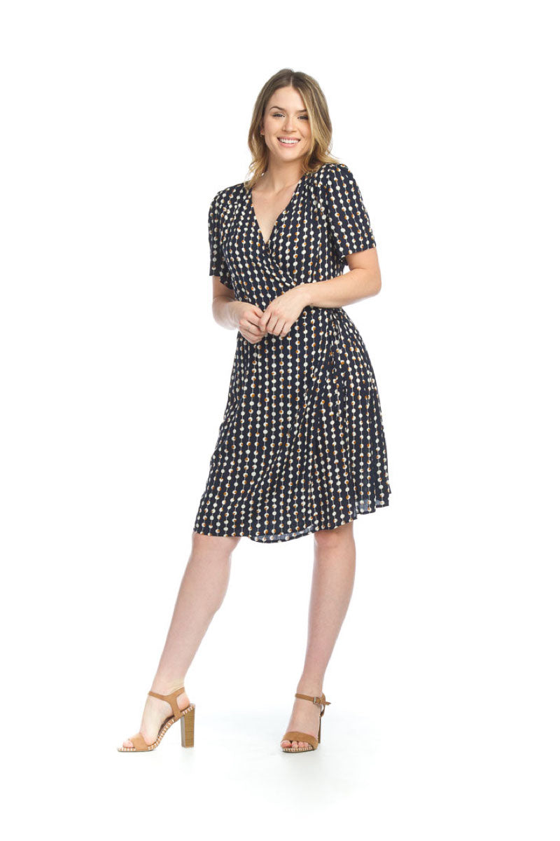 NAVY Retro Print Wrap Dress