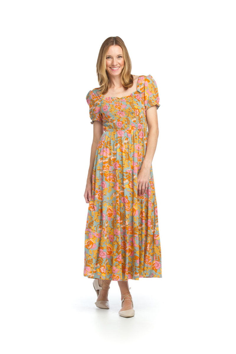 SAGE Retro Print OTS Dress