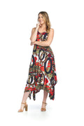 MULTI Abstract Stretch Hanky Hem Maxi Dress