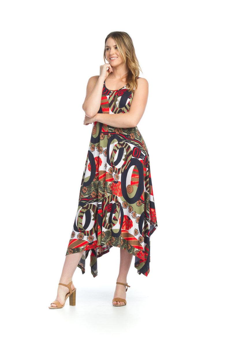 MULTI Abstract Stretch Hanky Hem Maxi Dress