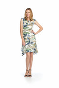 WHITE Tropical Stretch Dress with Tie Belt