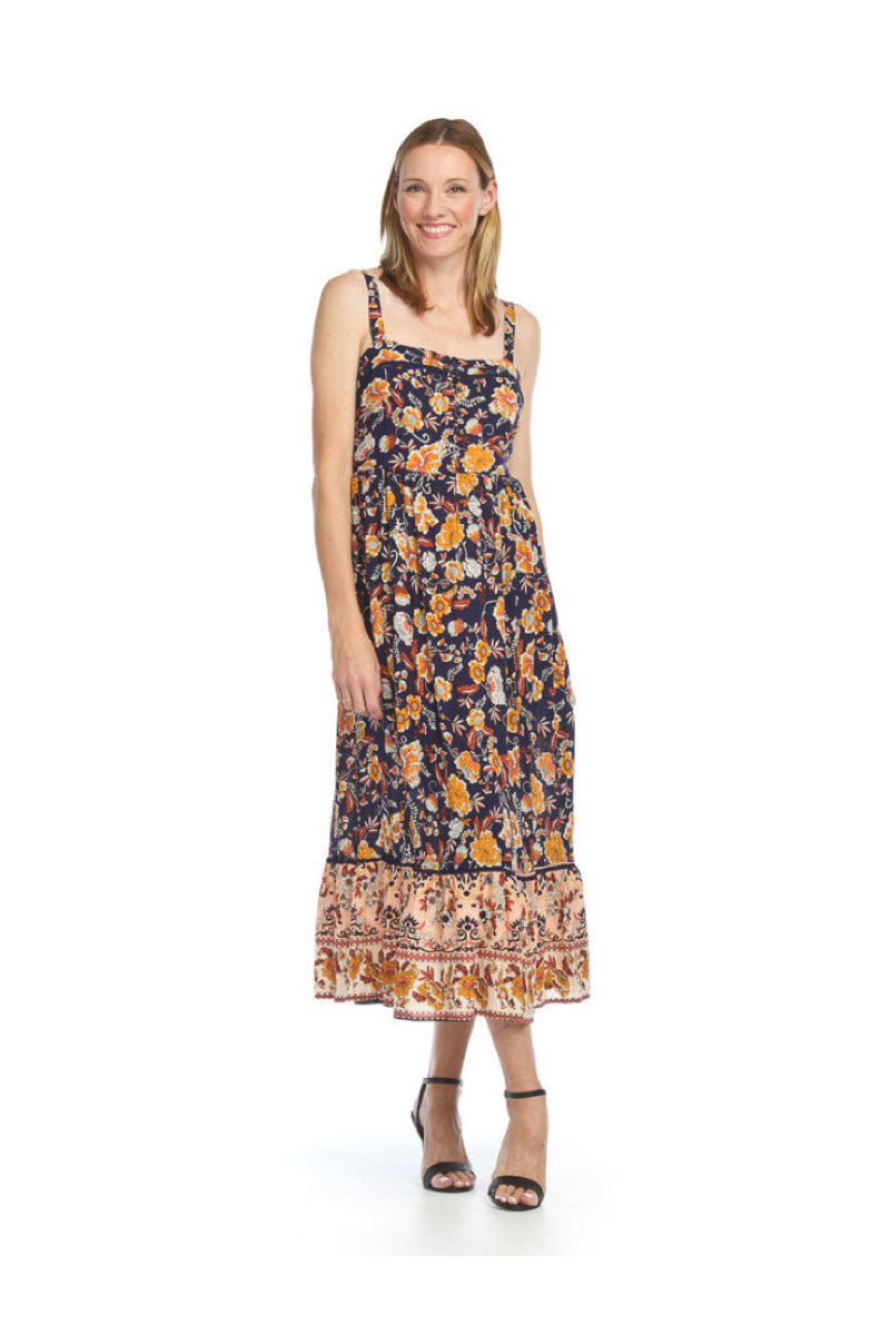 Floral Lace Inset Dress W Adjustable Straps