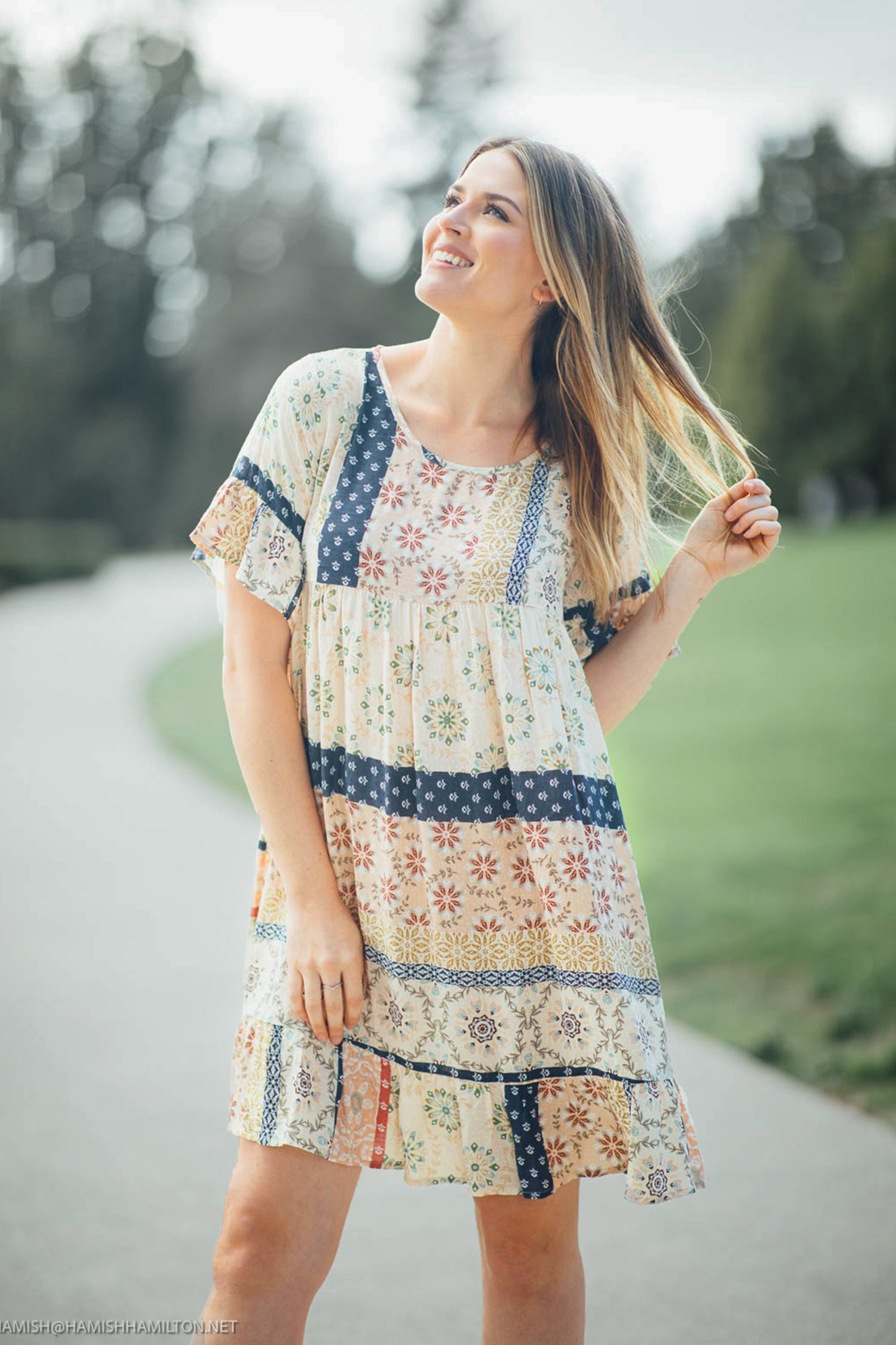 OATNV Boho dobby Patchwork Dress