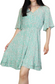 GREEN Floral Henley Dress with Elastic Waist