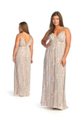 BEIGE Geo Grecian Style Maxi Dress with U Straps