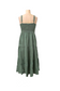 GREEN Linen Blend Tiered Dress with Smocked Back