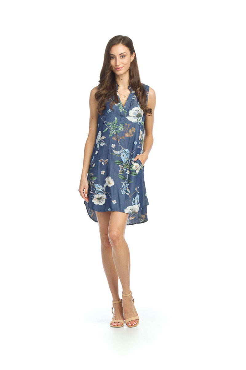 Light Floral Print Collared Tencel Dress