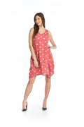 CORAL Polka Dot Linen Pocket Hem Dress