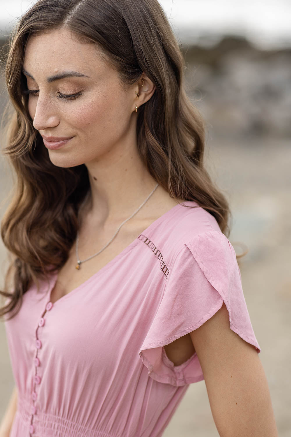 BBLG Solid Lace Inset Maxi Dress with Pockets