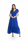 Cobalt Solid Lace Inset Maxi Dress with Pockets