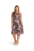 NAVY Floral Stretch Lace Panelled Dress