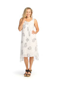 WHITE Layered Crinkle Branch Print Dress