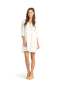 WHITE Dobby Dress with Lace Inset