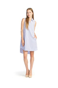 LBLUE Striped Collared Shirt Hem Dress with Pockets