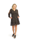 BLACK Ditsy floral Georgette Dress with Split Sleeves
