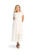 WHITE OTS Tiered Maxi Dress Smocked Bodice