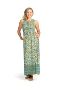 GREEN Floral Smocked Maxi Dress