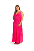 FUCHS Deep V Tiered Maxi Dress with Adjustable Straps