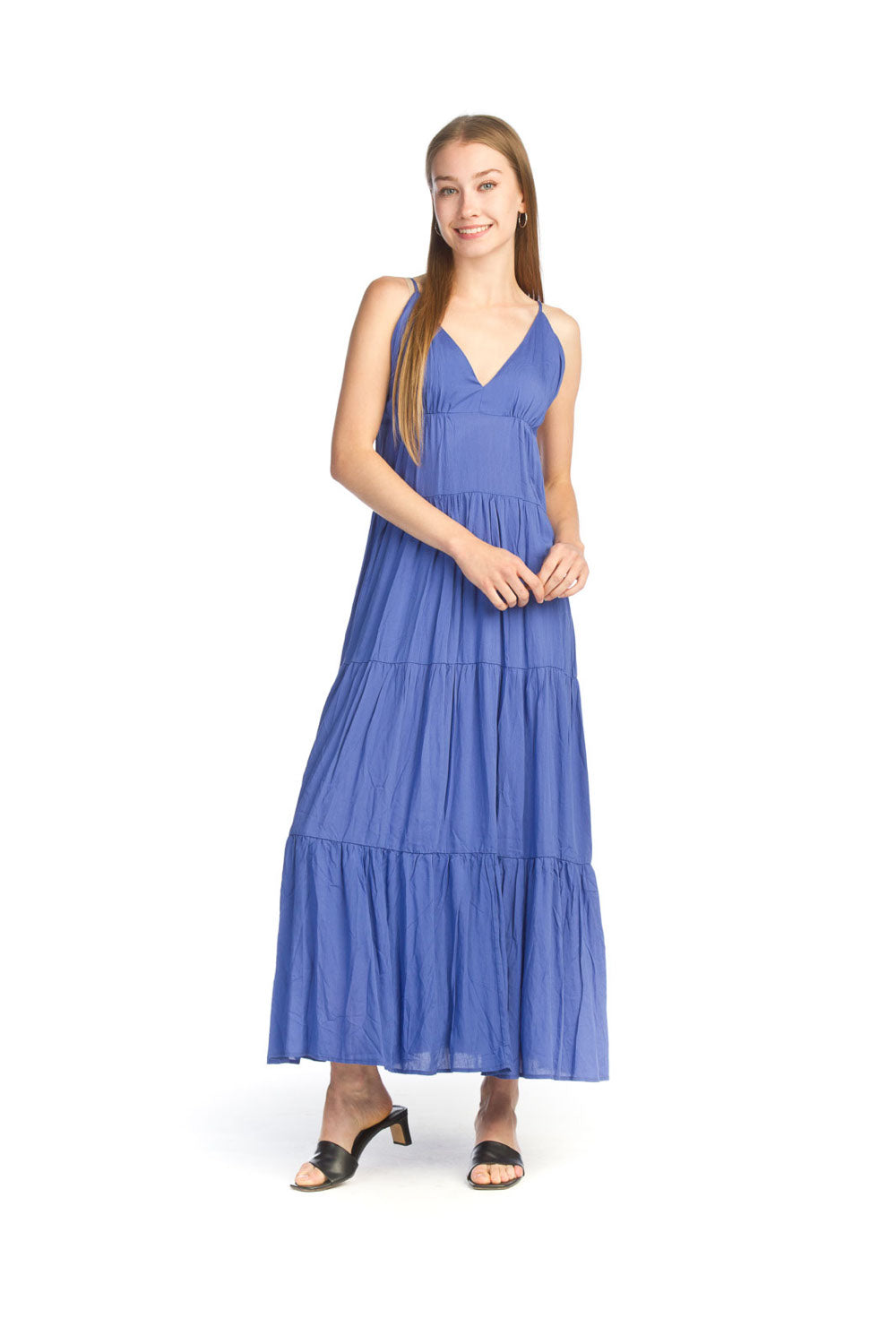 royal Deep V Tiered Maxi Dress with Adjustable Straps