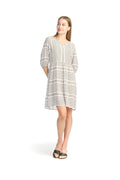 WHBLU Cotton Notch Dress with Contrasting stripes
