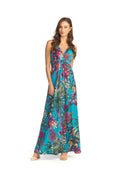 TEAL Tropical Stretch Grecian Maxi