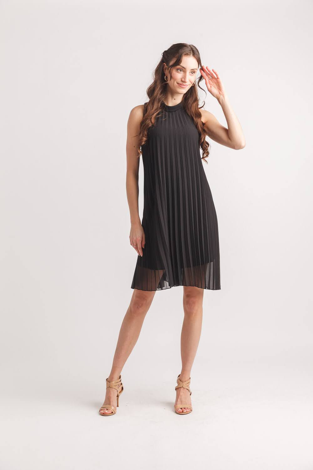 Permanent Pleat Mock Neck Dress