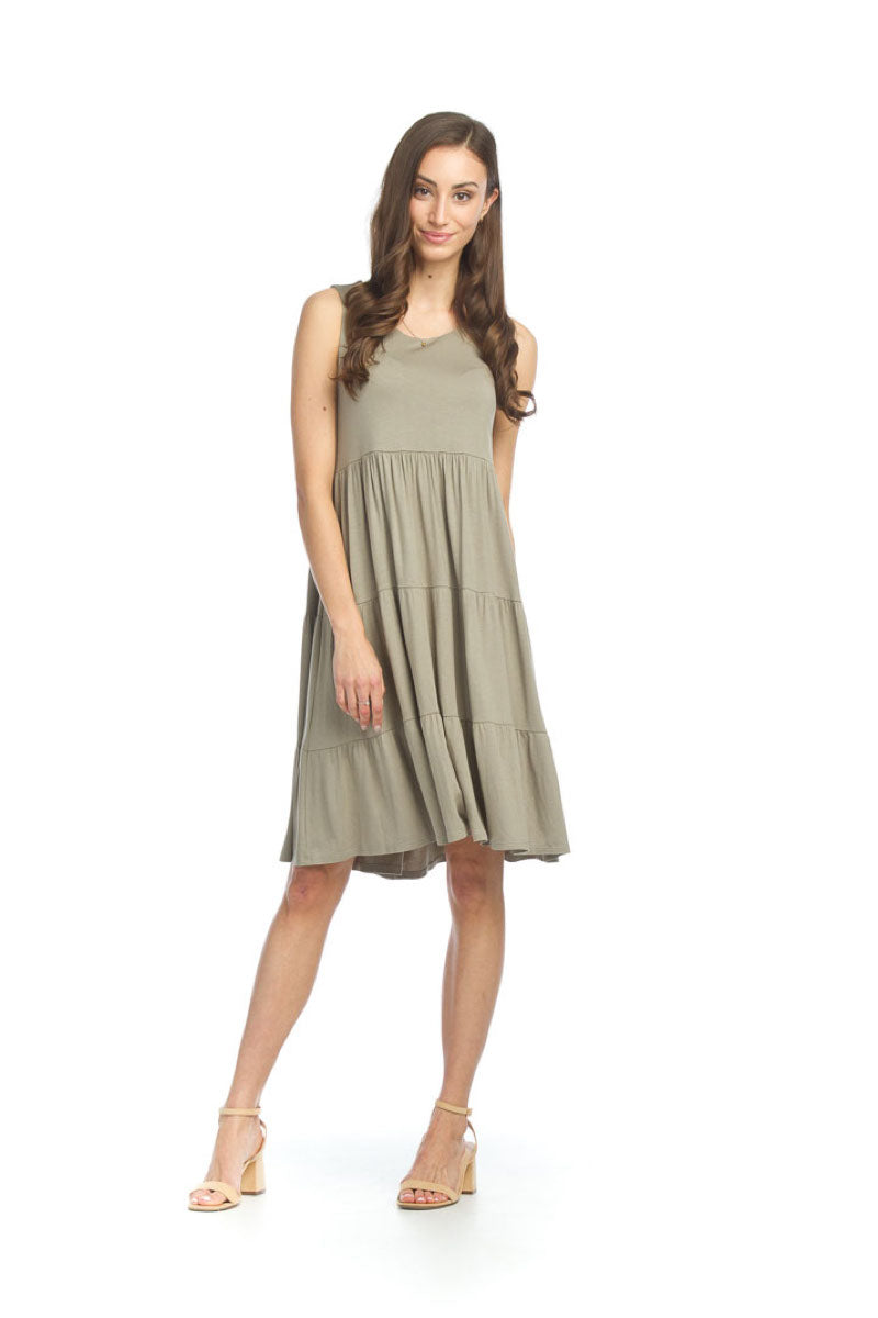 Sage Tiered Stretch Dress