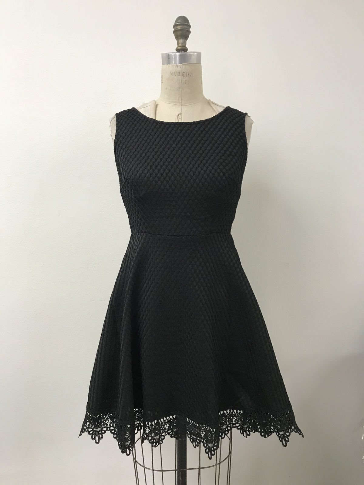 Eyelet Dress With Lace Trim And Back Zip