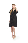 Cotton Blend Short Sleeve Button Front Dress