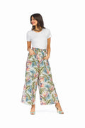 WHITE Tropical Print Wide Leg Pant