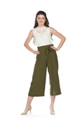 olive White Wide Leg Pants