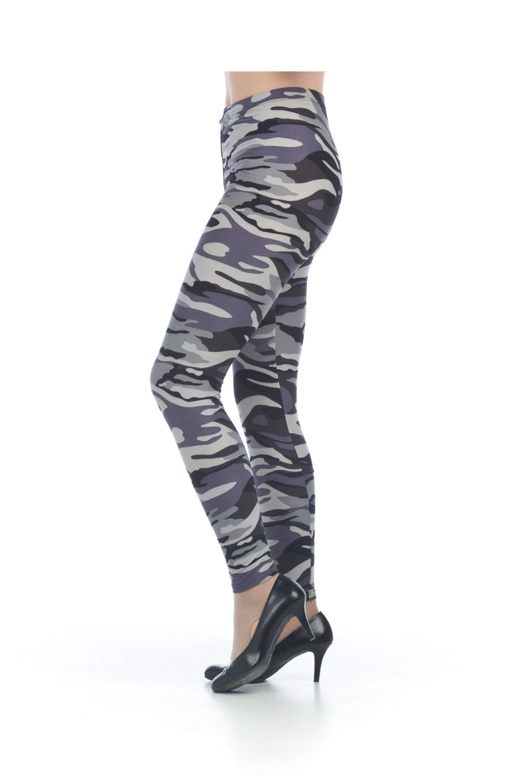 grey Camo Print Knit Leggings
