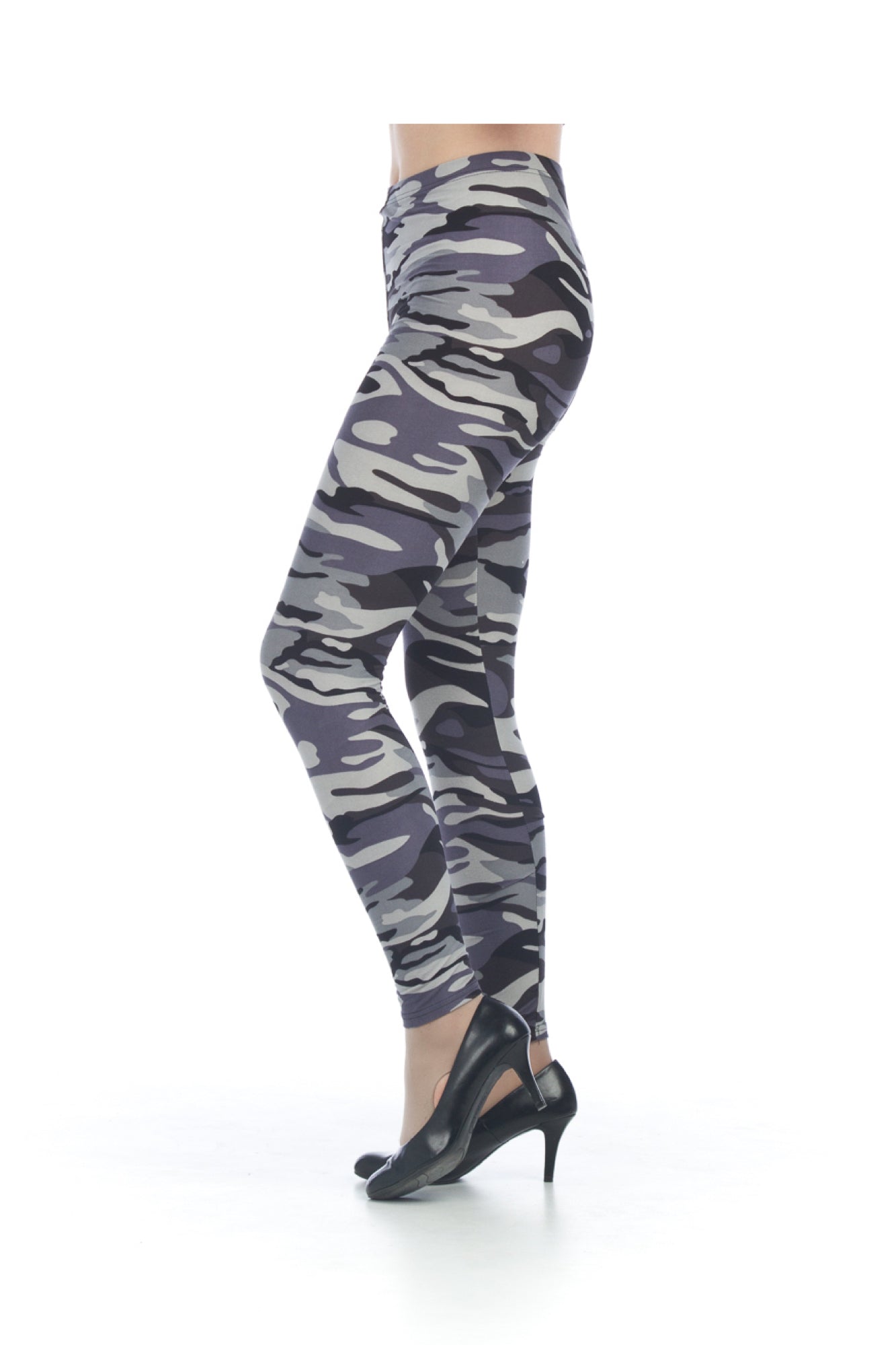 GREY Camo Print Knit Leggings
