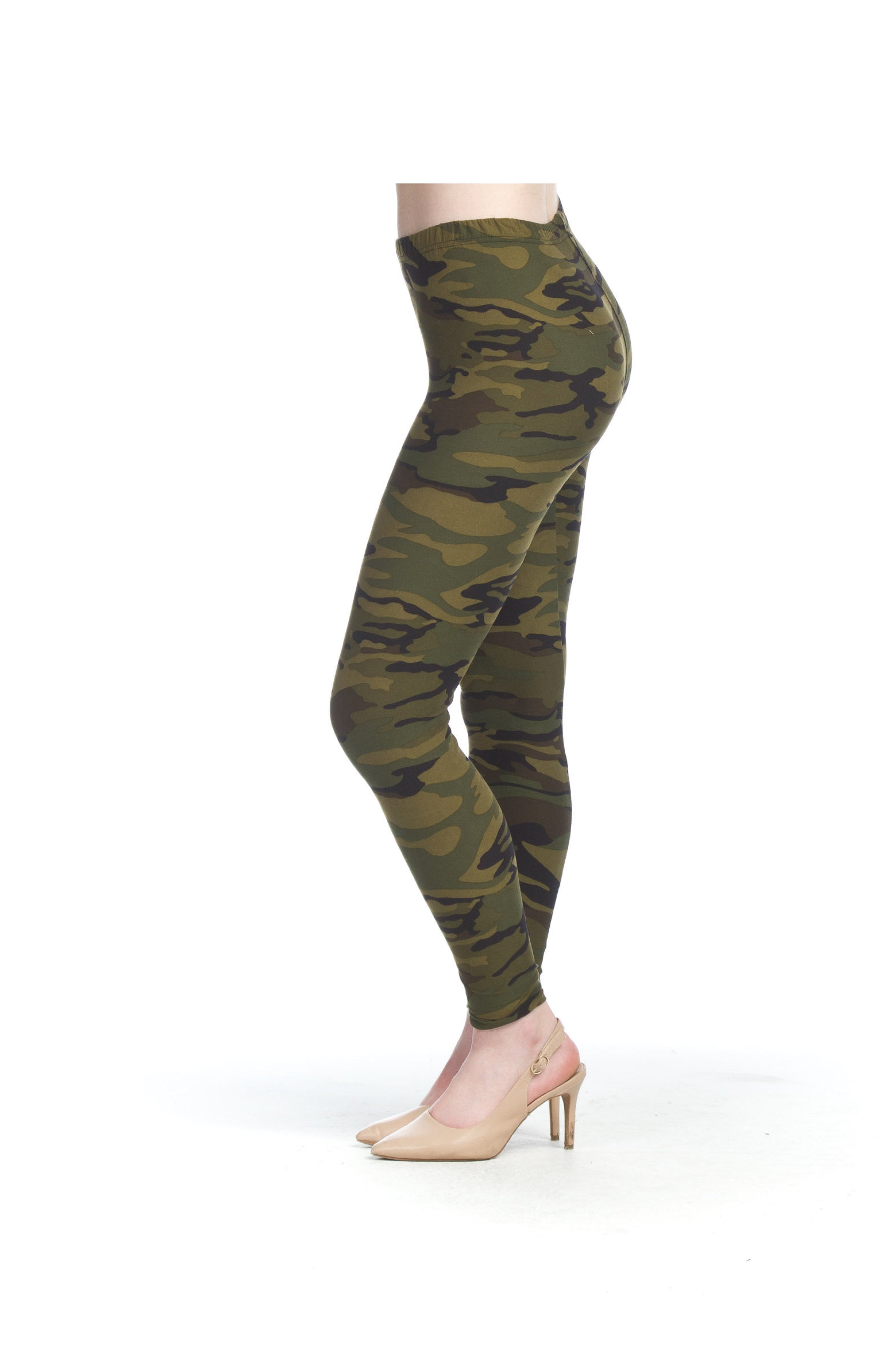 KHAKI Camo Print Knit Leggings