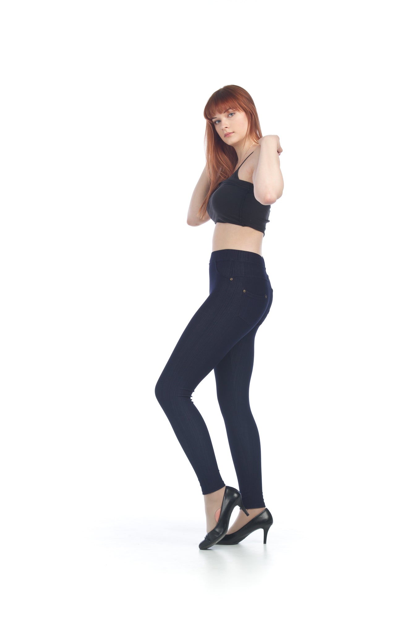 NAVY Denim Look High Waist Jeggings