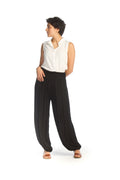 BLACK Stretch Harem Pants with Knit Waistband