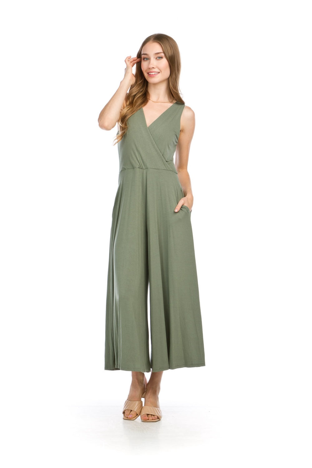 Stretch Crossover Jumpsuit With Pockets