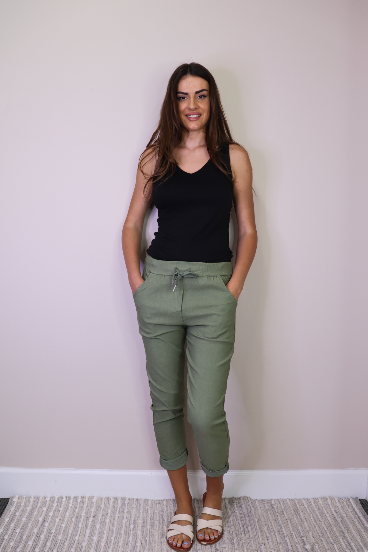 Crinkle Joggers With Drawstring Waist