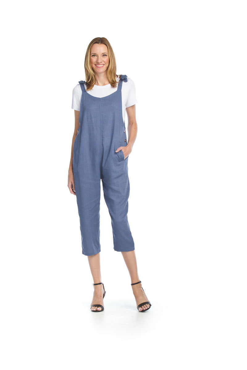 INDIGO Cotton Blend Jumpsuit with Adjustable Tie Strap