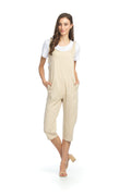 stone Cotton Blend Jumpsuit with Adjustable Tie Strap
