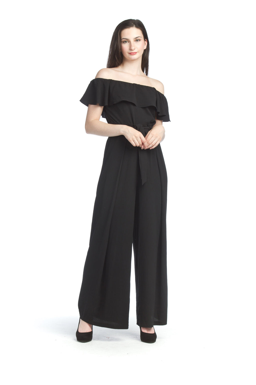 Black OTS Jumpsuit with Pockets & Back Zip