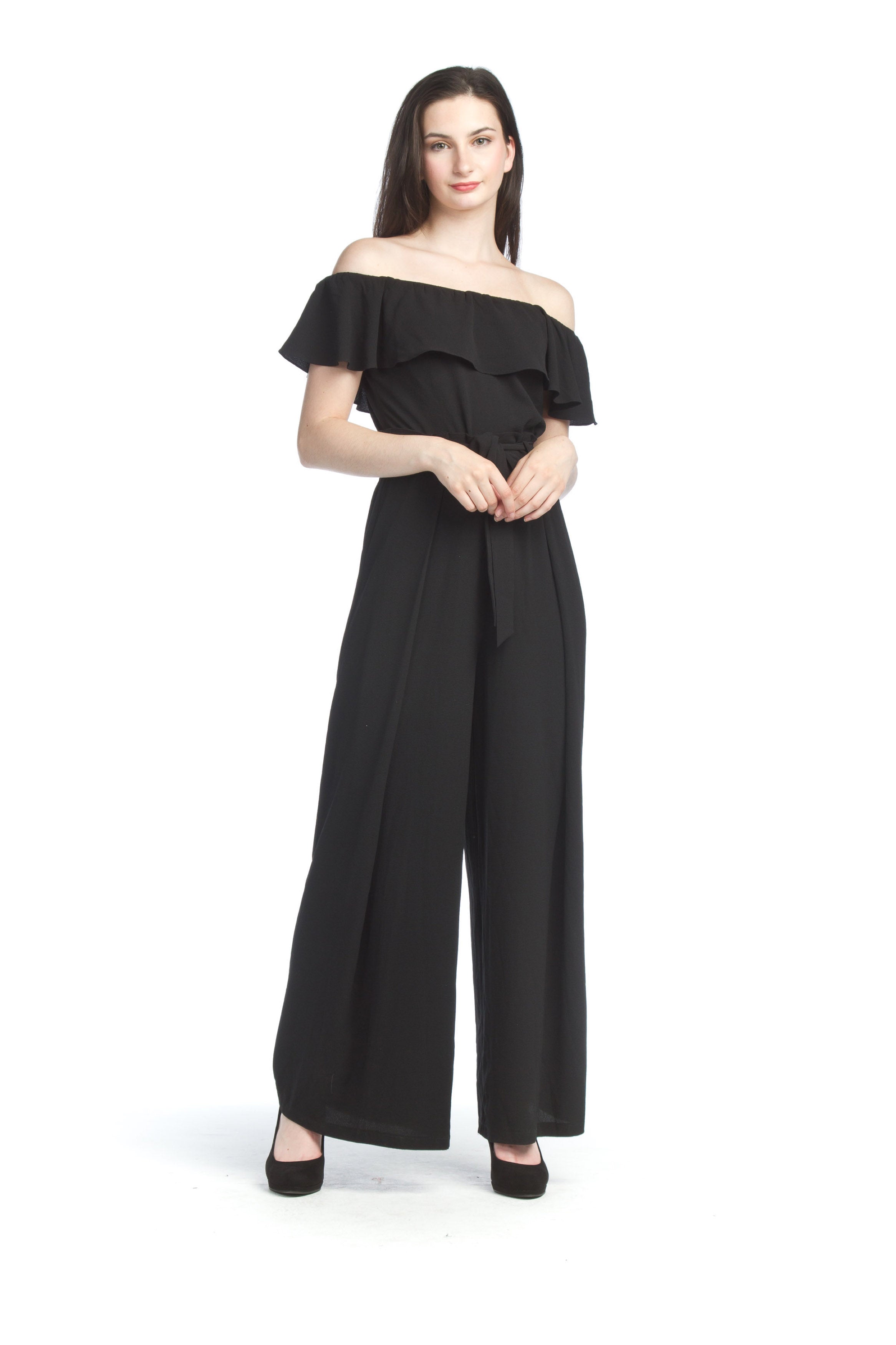 Black OTS Jumpsuit with Pockets & Back Zip