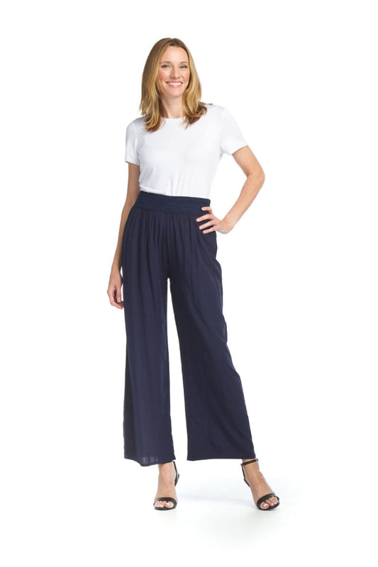NAVY Wide Leg Pants with Braided Belt