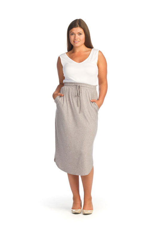 GREY Heathered Knit Skirt with Pockets