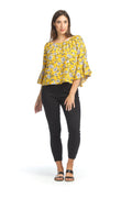 YELLO Floral OTS Blouse with Bell Sleeves