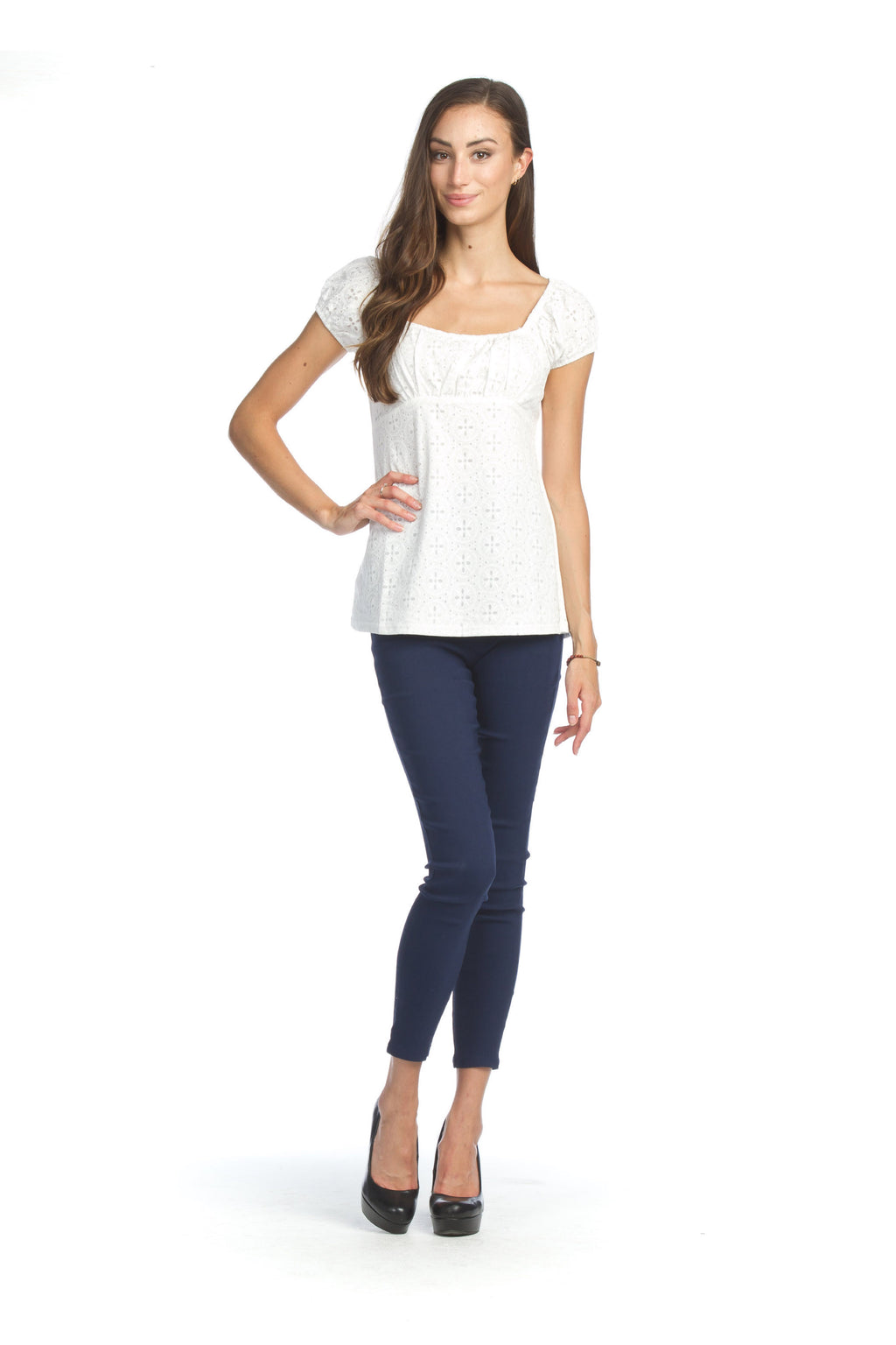 WHITE Lace Look Peasant Blouse
