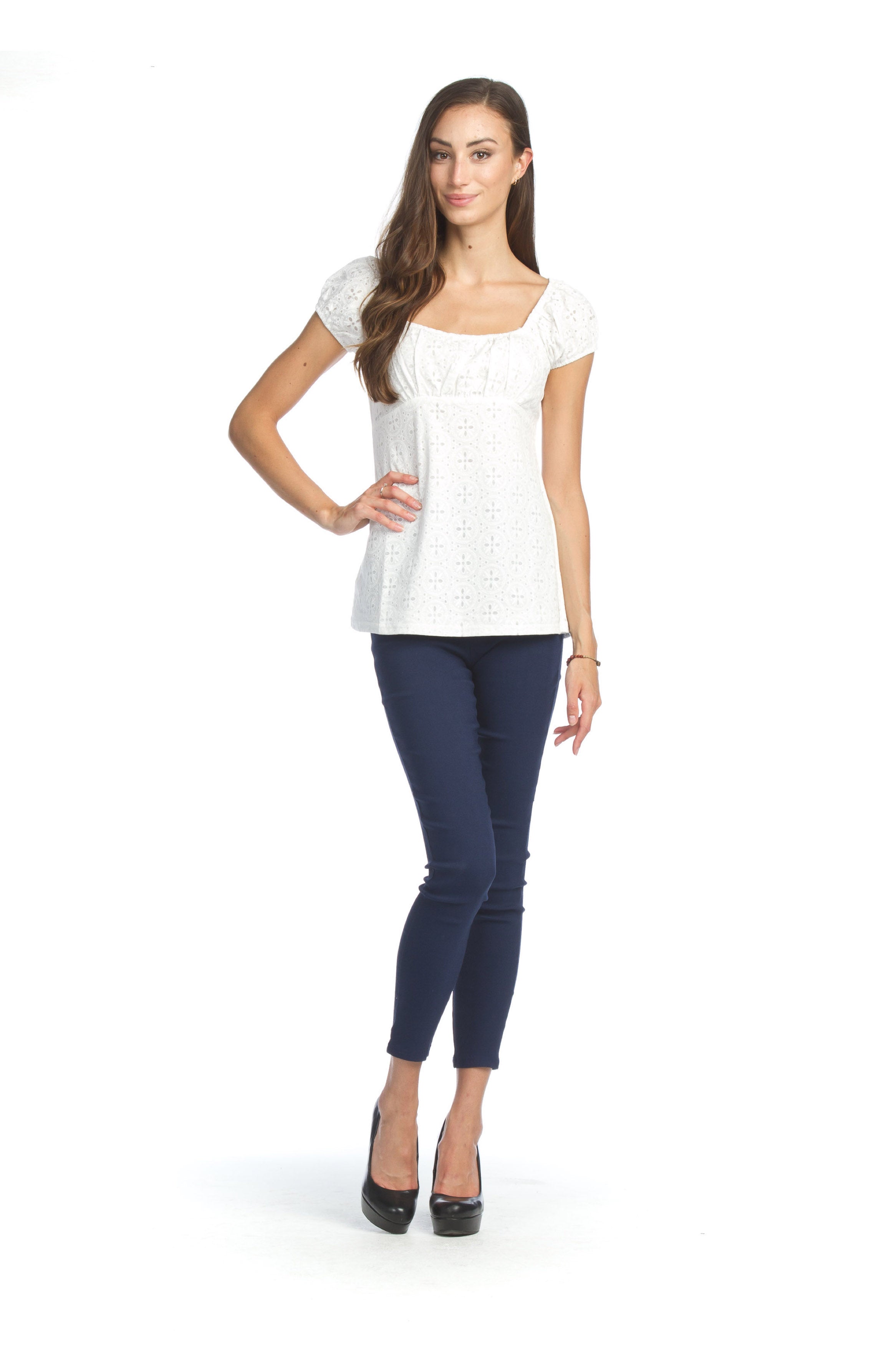 WHITE Lace Look Peasant Blouse