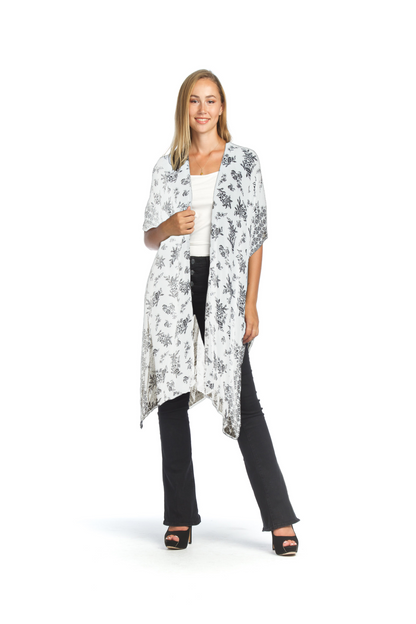 WHITE Floral Jaquard Coverup