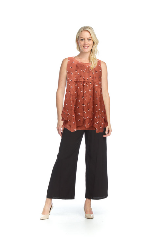 RUST Floral Pleated Tunic